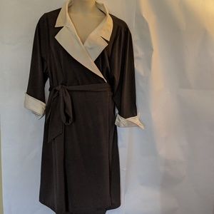 Vintage Igigi Black Wrap Dress w/ White Collar